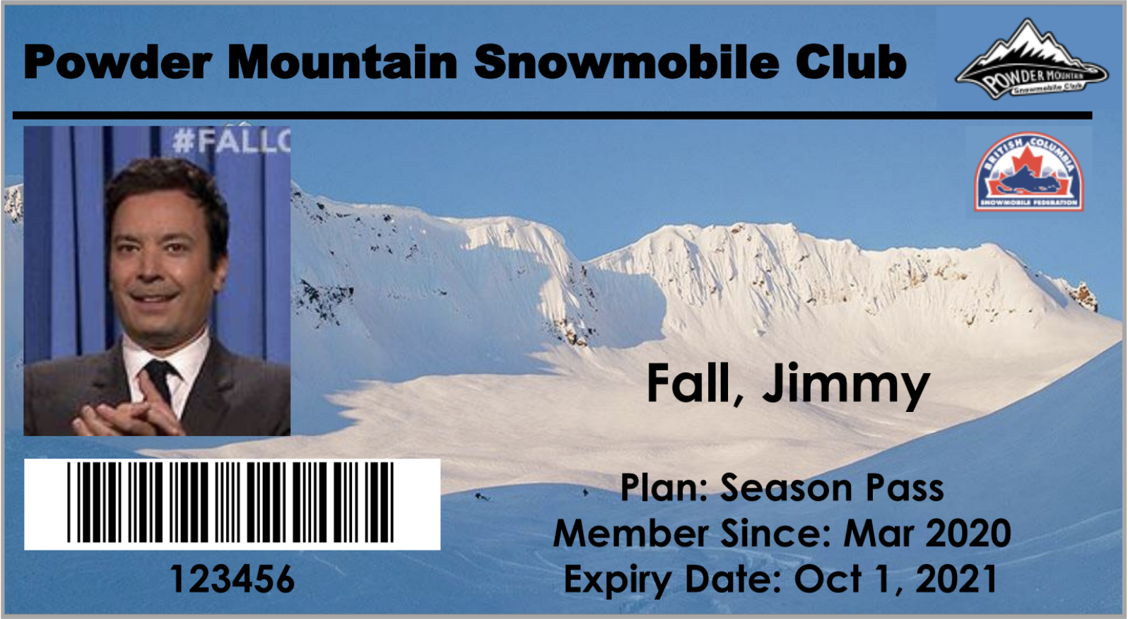 Sample Membership Card Fallon Sample Membership Card